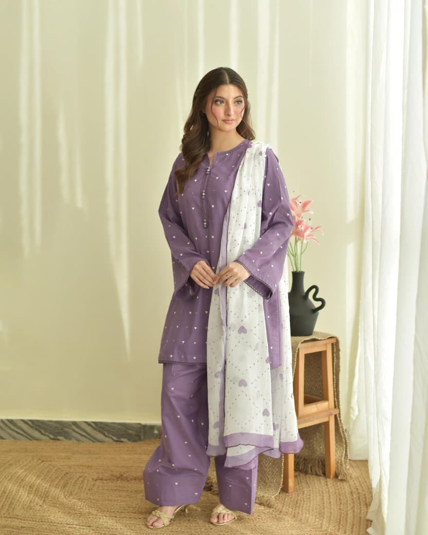 ROSE LAWN 3PC   PINK PURPLE