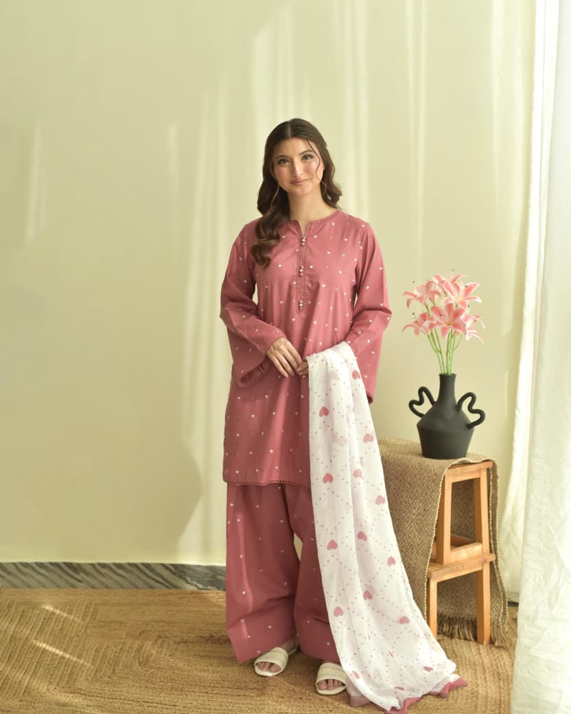 ROSE LAWN 3PC   PINK PURPLE