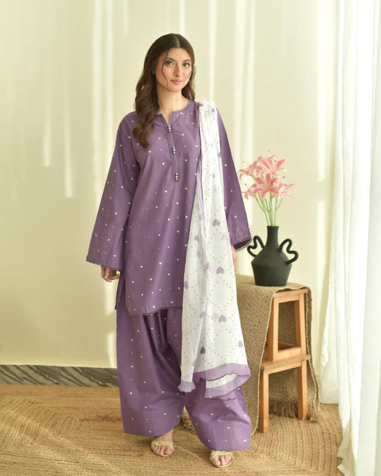 ROSE LAWN 3PC   PINK PURPLE